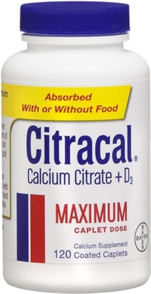 Citracal Maximum Plus D3 Calcium Citrate, 120 Count (Pack of 2)
