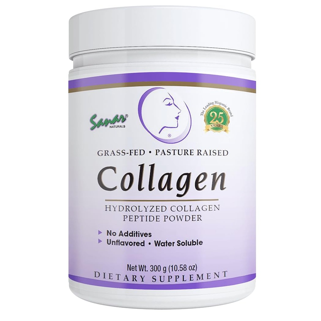 Sanar Naturals Collagen Peptides Poudre, non aromatisée - Cheveux, peau, ongles, soutien articulaire - Réduire les rides et améliorer l'élasticité de la peau - Supplément de collagène hydrolysé, 10,58 oz
