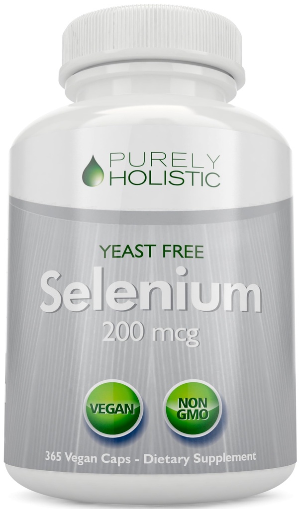 Sélénium 200mcg - 365 Capsules Vegan non comprimés - Sans L-Sélénométhionine pure et levure pour une meilleure absorption - Support du système thyroïde, cardiaque et immunitaire - Trace minéral antioxydant - Fabriqué aux États-Unis