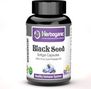 HERBOGANIC Capsules de softgels à l'huile noire/sevrée pressée à froid - 90 Compte - mélangé avec d'autres produits à base de plantes-supports Santé générale et immunité (Sevrage noir)