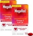 MegaRed Ultra Concentrate 750mg Omega-3 supplément acide gras d'huile de krill avec EPA/DHA, antioxydant Astaxanthine, sans huile de poisson après-goût soutient la santé cardiaque, 80 Comte Softgels (2 Pack)