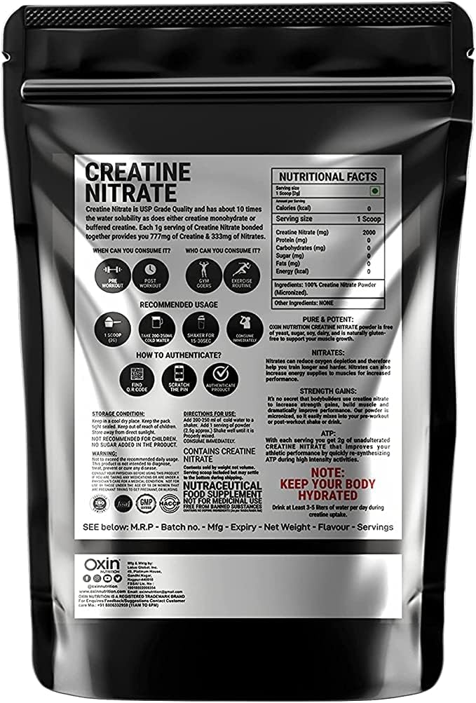 Flacon Creatine Nitrate Pre Workout Supplement Powder 50 Grams, 1.7637 Ounce