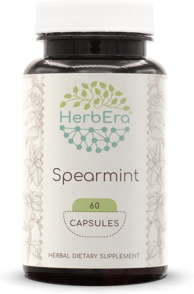 HerbEra Spearmint 60 gélules, 500 mg, Spearmint (Mentha spicata) Feuille séchée (60 gélules)