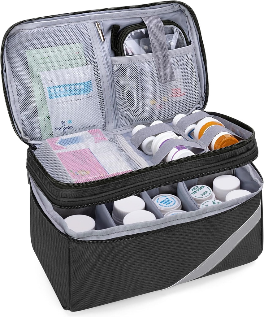 Trunab Medicine Storage and Organizer Bag Empty, Pill Bottle Organizer with Portable Small Pouch, Home First Aid Box for Emergency Medication, Supplements or Medical Kits (Bag Only)(Patent Design)