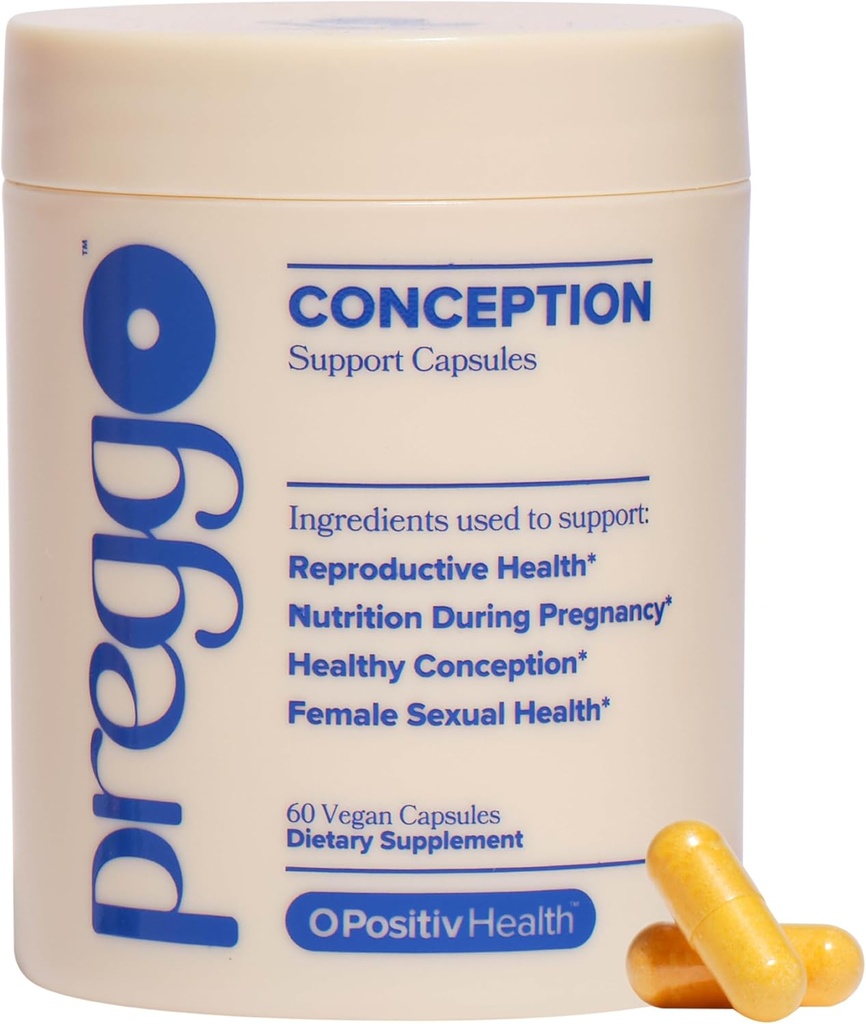 O Positiv Preggo Conception Support Capsules pour femmes - Vitamines prénatales préparées par OBGYN avec des ingrédients étudiés cliniquement - CoQ10, N-acétyl Cystein - Santé sexuelle féminine, 60 Ct (paquet de 1)