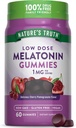 Nature's Truth Melatonin Gummies | 1mg | 60 Count | Cherry Pomegranate Flavor | Vegan, Non-GMO & Gluten Free Supplement