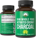 Peak Performance Actived Charcoal Capsules Vegan de noix de coco récoltées sauvages. Meilleur supplément sûr de pilules de charbon pour désintoxication, dégazage, ballonnement. pour hommes et femmes 90 Tous les comprimés naturels