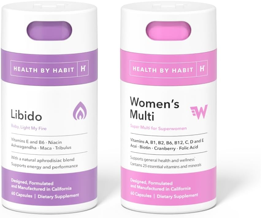 Health By Habit Feeling Yourself Kit - Libido Blend (60 Capsules) & Supplément Multi Femmes (60 Capsules), Non OGM, Sans sucre