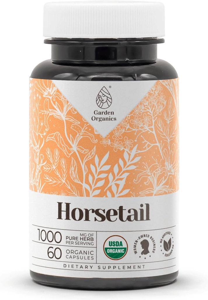 Horsetail USDA Organic 60 Capsules | High-Potency Natural Supplement | Certified Organic Vegetarian Capsules and Organic Horsetail (Equisetum arvense) Dried Herb (60 Capsules)