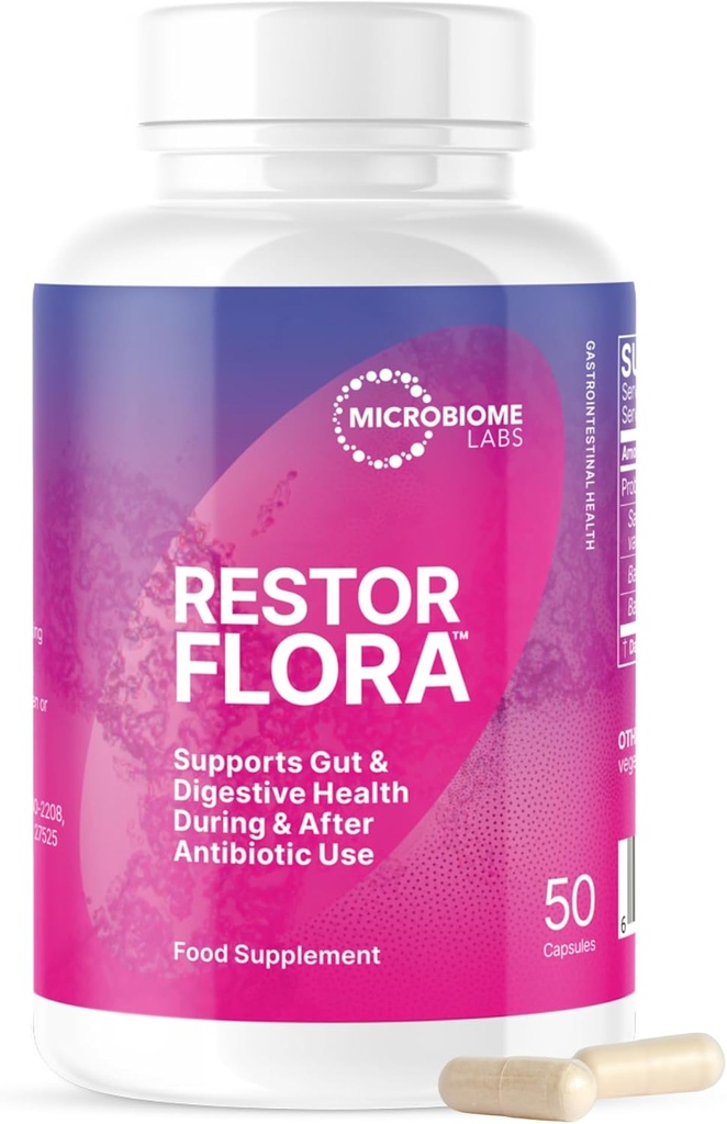 Microbiome Labs Retorflora Probiotiques pour la santé digestive - Suppléments santé Gut avec double action probiotiques pour les femmes, les hommes et les enfants 5+ - Soutien Bowel Régularité et fonction immunitaire (60 Capsules)