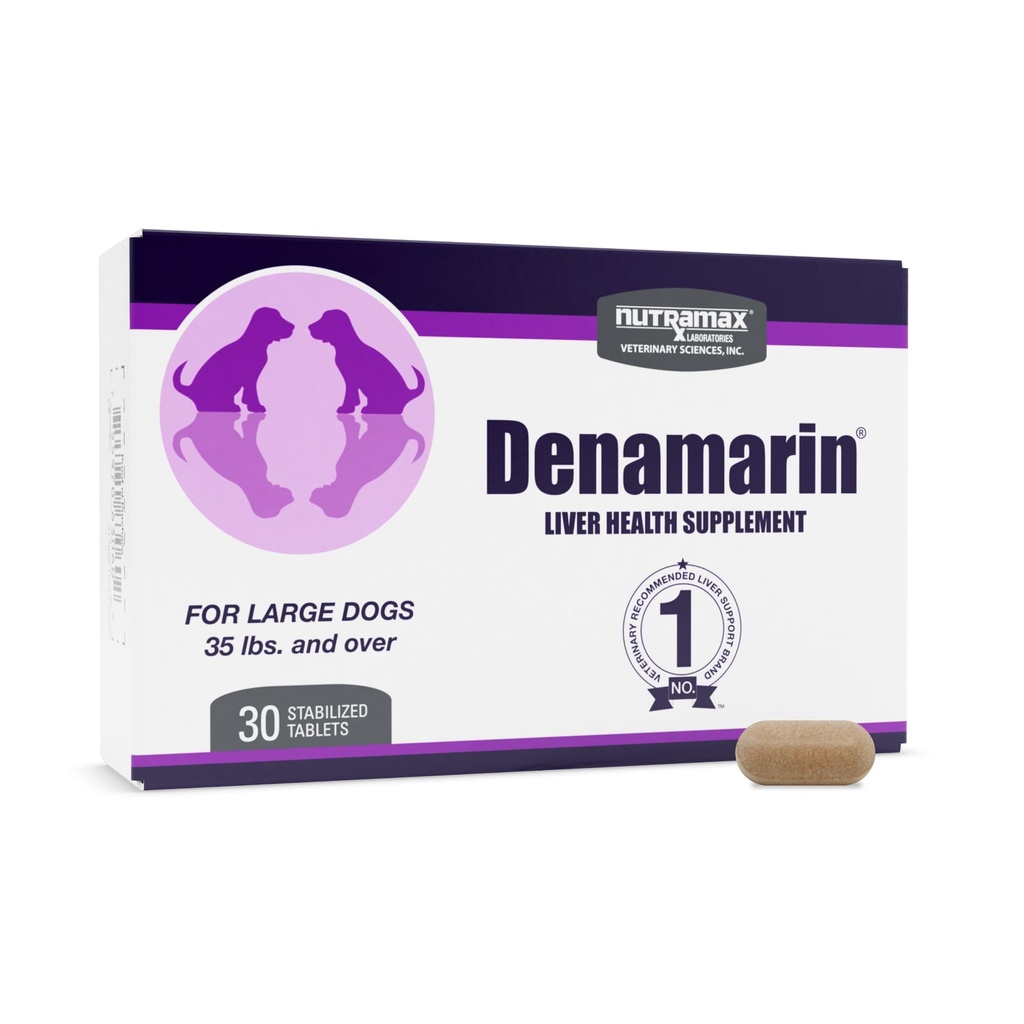 Nutramax Denamarin for Large Dogs, Liver Health Supplement with S-adenosylmethionine (SAMe) plus Silybin, Liver Support for Dogs, Coated Tablets, 30 Count