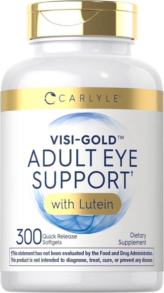 Support pour les yeux adultes Carlyle : 300 capsules avec lutéine et zéaxanthin.