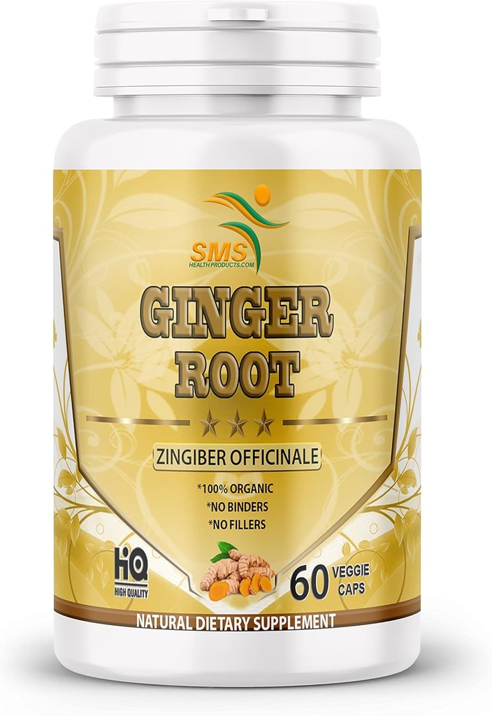 Poudre de racine de gingembre biologique (Zingiber officinale) Soutien digestif - 60 capsules de légumes