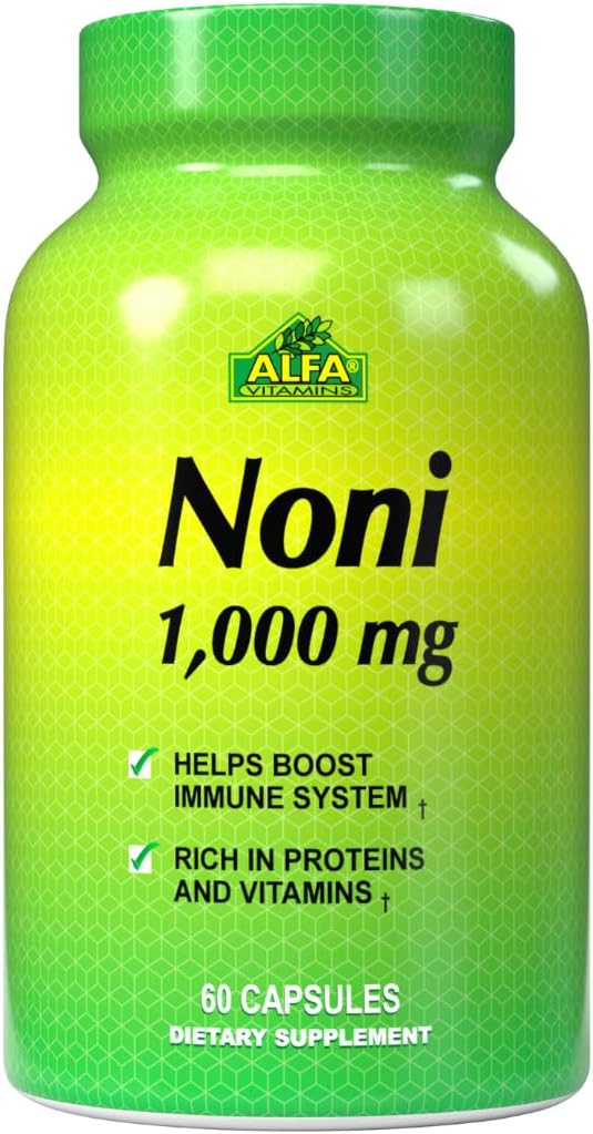 ALFA VITAMINS Noni 1000 Mg 60 Capsules - Tonic pour le fonctionnement optimal du corps - Antioxydant