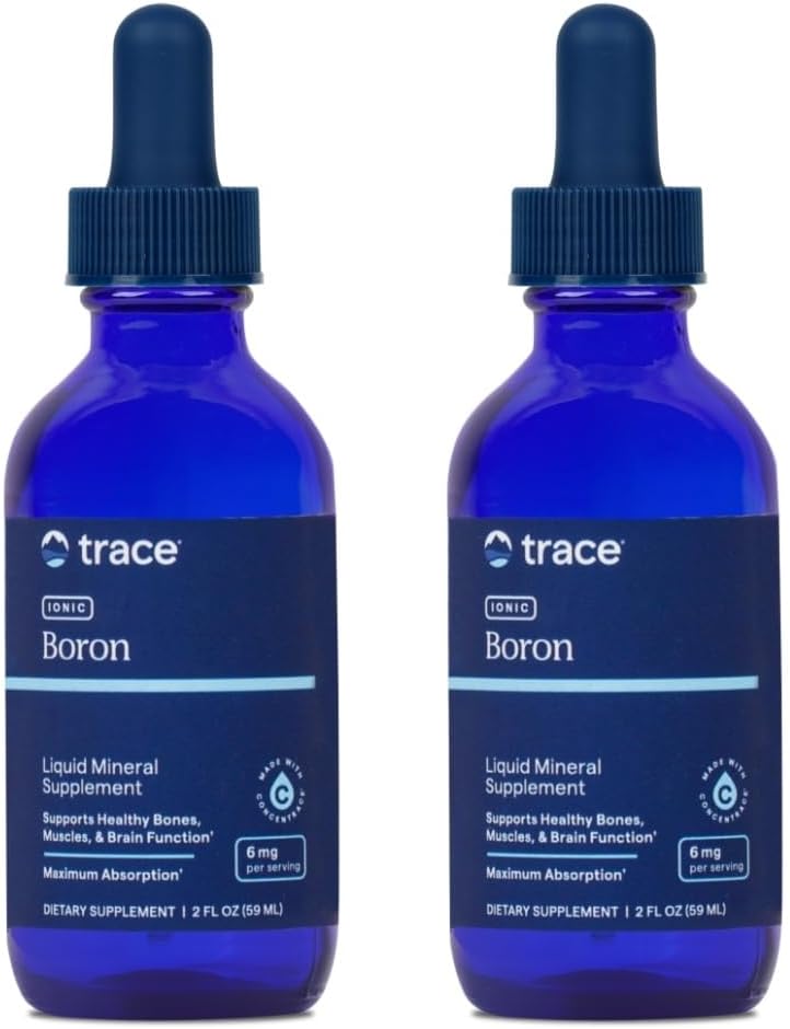 Trace Minerals Boron ionique - Supplément de Boron ionique liquide pour le soutien quotidien de la santé - Soutien des os, des muscles et des tissus conjonctifs - Healthy Mindset - Vegan & Gluten-Free - 2 fl oz (96 portions, 2 pack)