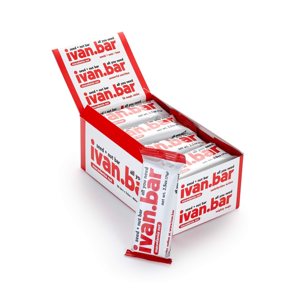 Bar à snack d'énergie emballée de protéines fournit de l'énergie saine de végétalien, tous ingrédients naturels de soja, de lait et sans gluten (Macadamia d'amande, 2,5 once (paquet de 16 barres))