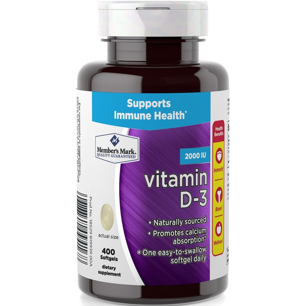 Member's Mark Vitamin D-3 2000 IU Dietary Supplement (400 Count)
