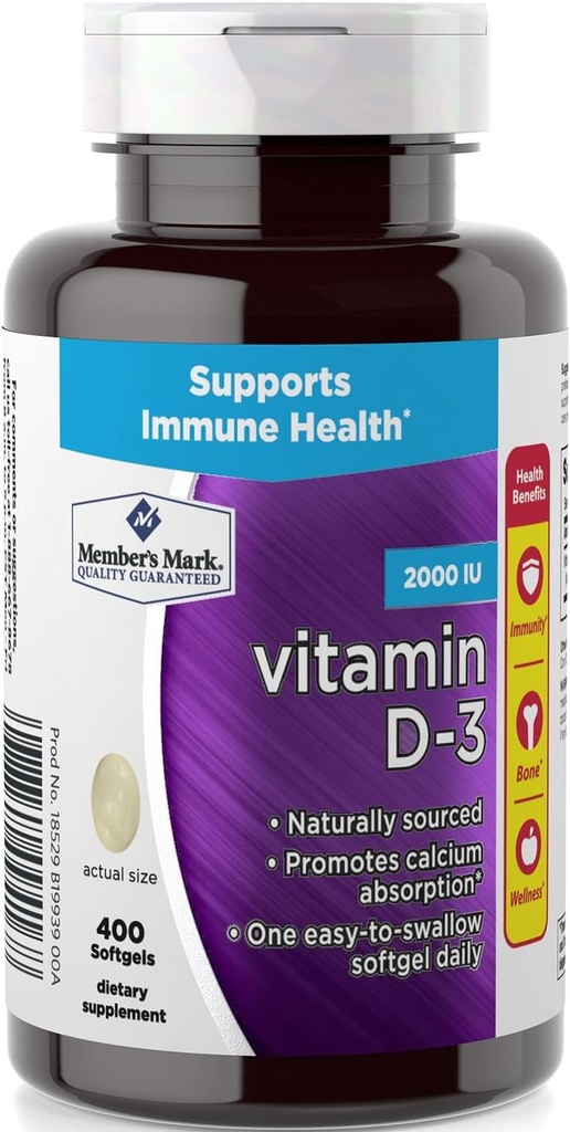 Member's Mark Vitamin D-3 2000 IU Dietary Supplement (400 Count)