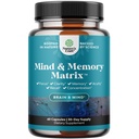 Supplément Cerveau Nootrope pour la mémoire et l'amélioration de la concentration - Vitamines pour la santé mentale et la clarté avec VIT A, B6, Riboflavine, Niacine, Thiamine et Folate - Complexe cognitif pour la vitalité mentale - 60 Ct