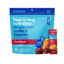 HYDRANT - Poudre d'hydratation, Saveur de punch de fruits, 30 packs individuels de réhydratation instantanée d'électrolytes - Mélange à faible teneur en sucre pour usage quotidien, voyages et séances d'entraînement
