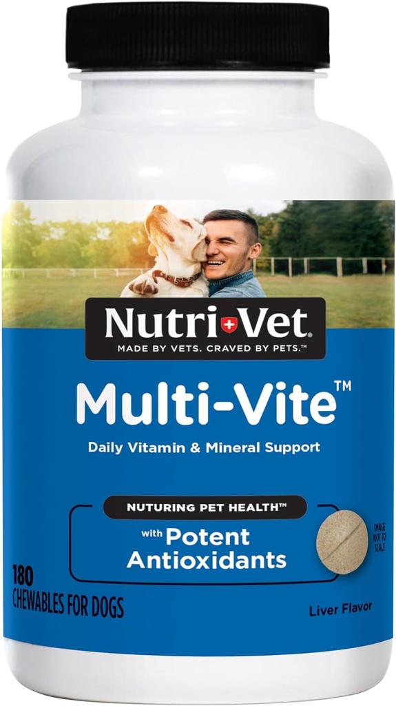 Nutri-Vet Multi-Vite Chewables pour chiens adultes, supplément quotidien multivitamine et minéral pour la santé globale, le soutien immunitaire et la nutrition équilibrée, 180 Compte