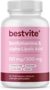 Benfotiamine 150mg / Alpha acide lipoïque 300mg (120 capsules végétariennes) - Pas de stéarate - Vegan - Sans gluten - Non OGM