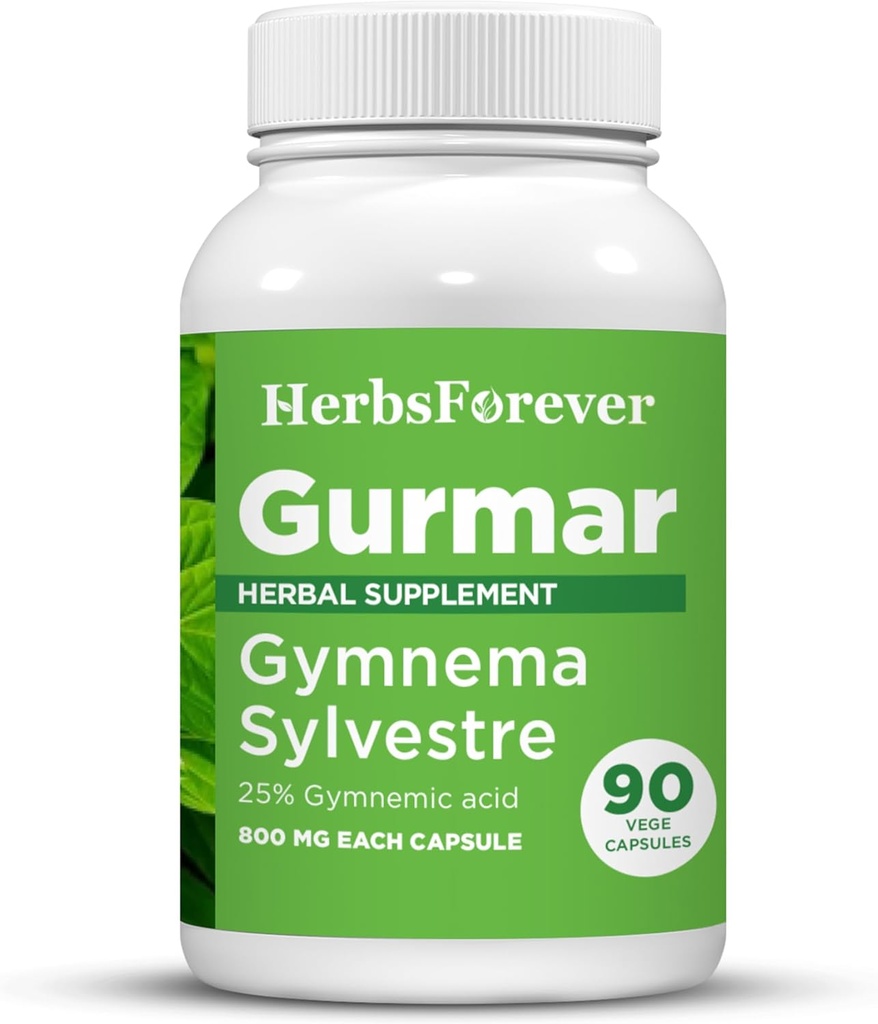 Herbsforever Gurmar Capsules Extract Gymnema Sylvestre 7:1=90 Capsules végétaliennes.