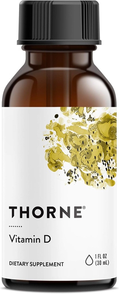 THORNE - Vitamine D liquide - supplément de vitamine D - soutient les os et les muscles sains, la santé cardiovasculaire et la fonction immunitaire* - 1 Fl Oz (30 ml) - 600 portions