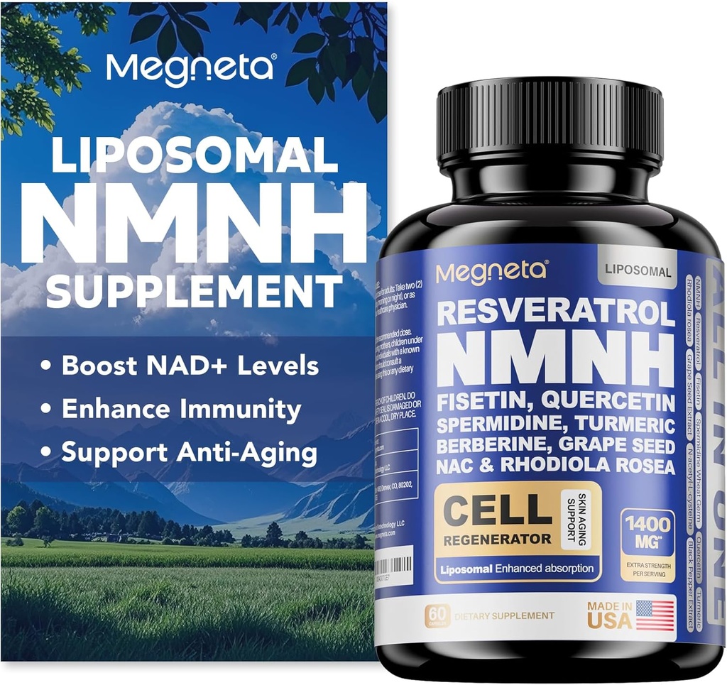 Supplément NMNH - 500mg par service, stimule NAD+ Niveaux, supplément NAD soutient la santé immunitaire et anti-âge, 60 capsules