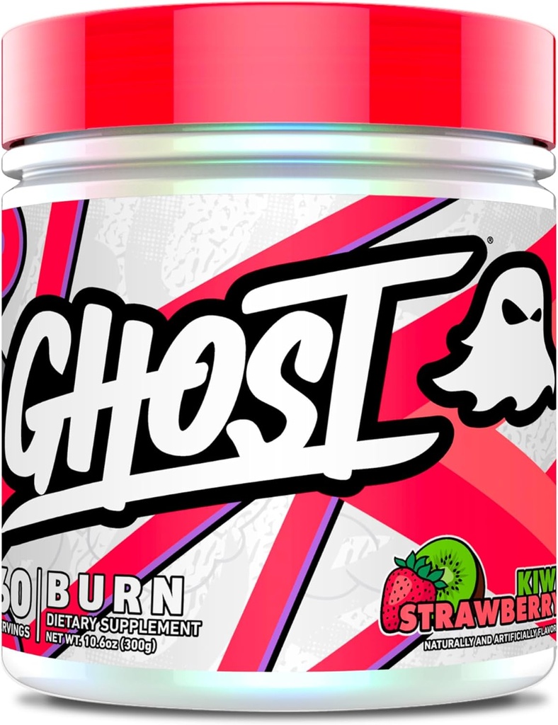 GHOST Burn Weight Management Powder, Kiwi Strawberry (60 portions) - Supplément de soutien au métabolisme et à l'énergie pour les hommes et les femmes - Caféine naturelle, L-Carnitine et L-Tyrosine - Soy et sans sucre, végétalien