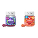 Gommies de soulagement de la constipation avec Rhubarb, Prunes, Amla & Probiotique + Gommies prébiotiques pour la santé digestive, 500 millions d'UFC, 30 comtes