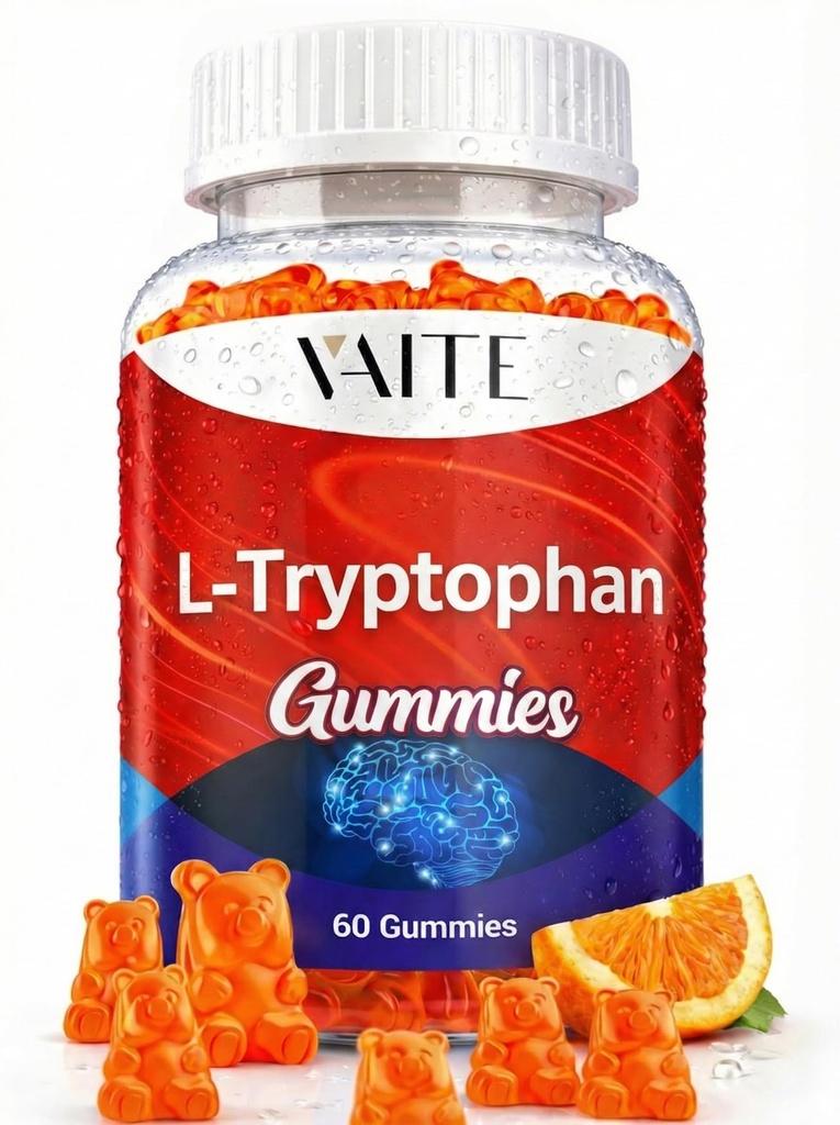 L Tryptophane 1000mg Gummies – Supplément à croquer pour une perspective positive, un soutien calme et un équilibre intérieur, 60 Gummy végétalien pour promouvoir des nuits reposantes, soutenir la concentration mentale et encourager le sommeil paisible
