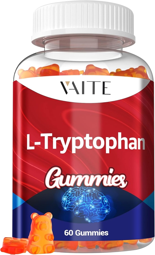 L Tryptophane 1000mg Gummies – Supplément à croquer pour une perspective positive, un soutien calme et un équilibre intérieur, 60 Gummy végétalien pour promouvoir des nuits reposantes, soutenir la concentration mentale et encourager le sommeil paisible