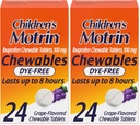 Comprimés chirurgicaux à base d'Ibuprofène sans colorant de motrin pour la douleur et la fièvre, le raisin, 24 comtes (paquet de 2)