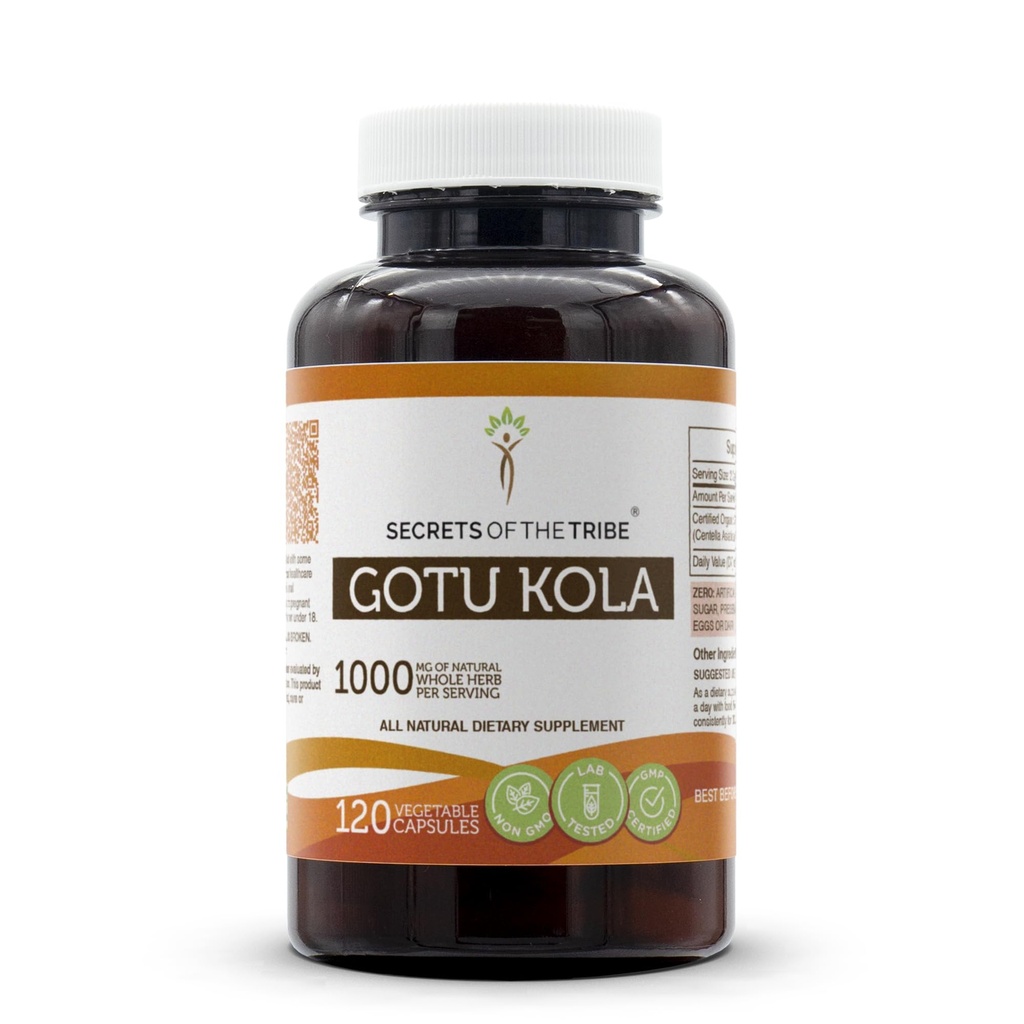 Secrets de la Tribe Gotu Kola 120 Capsules, 1000 mg, Gotu Kola (Centella Asiatica) Herbe séchée (120 Capsules)