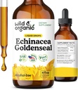 Wild & Organic Echinacea Goldenseal Tincture - Immune Support Drops with Echinacea and Goldenseal Root Extract - Vegan, Sugar & Alcohol-Free Liquid Supplement - 4 fl oz