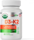 LIVEGOOD™ Vitamin D3 + K2 All Natural Bone, Muscle & Immune System Support, Vegan & Non-GMO, 60 Capsules