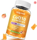 Sans sucre CoQ10 Gummies, Plus Oméga-3, Vitamine B3 et zinc, Magnésium, 5X High Absorption Coenzyme Q10 Suppléments, q10 stimuler l'énergie cellulaire, Potent Antioxydant et cerveau, Peach Flavor, 60 Cts