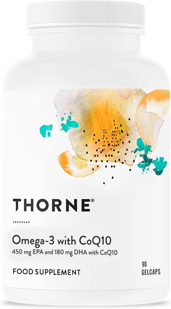 THORNE - Oméga-3 avec CoQ10 - Supplément Oméga-3 Acides gras avec CoQ10 - EPA et DHA - 90 gelcaps
