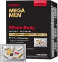 Mega Hommes Corps entier Ultra Premium Programme Vitapak, GNC , Meilleur pack de nutrition pour le bien-être des hommes, pratique, 8 produits en 1 paquet, mémoire, avec ingrédients cliniquement prouvés, soutien des articulations, 30 svgs