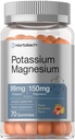 Horbäach Potassium Supplément Magnésium Gommies de pêche Flaveur de fraise de pêche de 70 comtes de légumes, non-OGM et formule sans gluten
