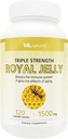 ML Naturals Royal Jelly 1500mg 120 capsules végétales, équivalent avec 6% (27mg) 10-HDA. Congelé, sans gluten, certifié NSF et conforme aux GMPc