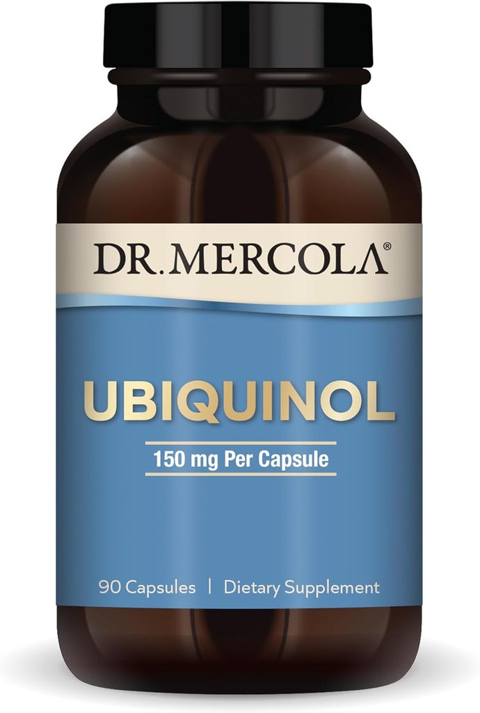 Dr. Mercola Ubiquinol - 150 mg Ubiquinol - supporte la production d'énergie - supplément antioxydant - sans OGM, sans gluten et sans soja - 90 capsules (90 portions)