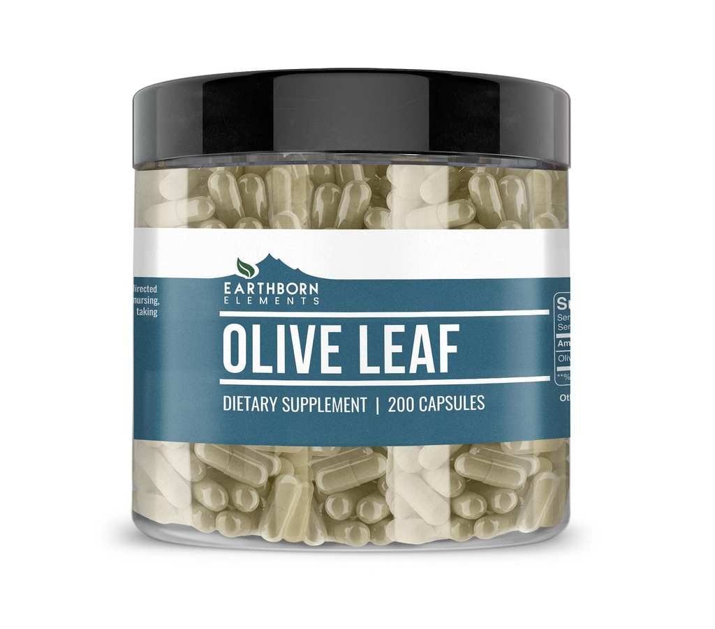 Éléments terriens Extrait de feuille d'olive 200 capsules, pures et non diluées, sans additifs