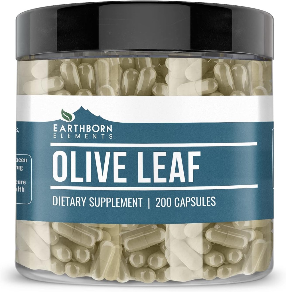 Éléments terriens Extrait de feuille d'olive 200 capsules, pures et non diluées, sans additifs