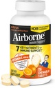 Vitamine C aéroportée 1000mg (par portion) - Comprimés à croquer d'agrumes (116 Compter dans une bouteille), Supplément de soutien immunitaire sans gluten, avec des vitamines A C E, Zinc, Sélénium, Echinacea, Ginger, Antioxydants