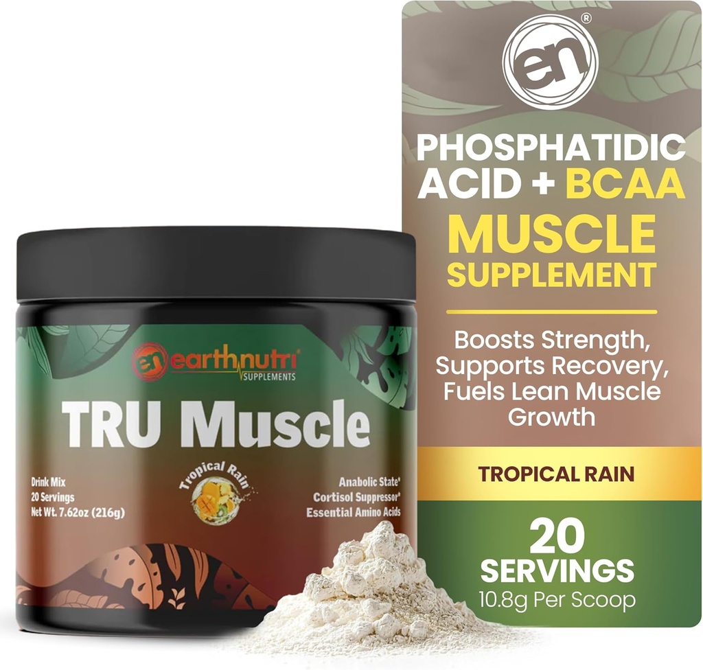 EarthNutri supplément d'acide phosphatidique avec SerinAid - Force musculaire avec médiateur acide phosphatidique et phosphatidylsérine - soutient la force et la récupération - 20 portions - Non-OGM, sans gluten - 216g