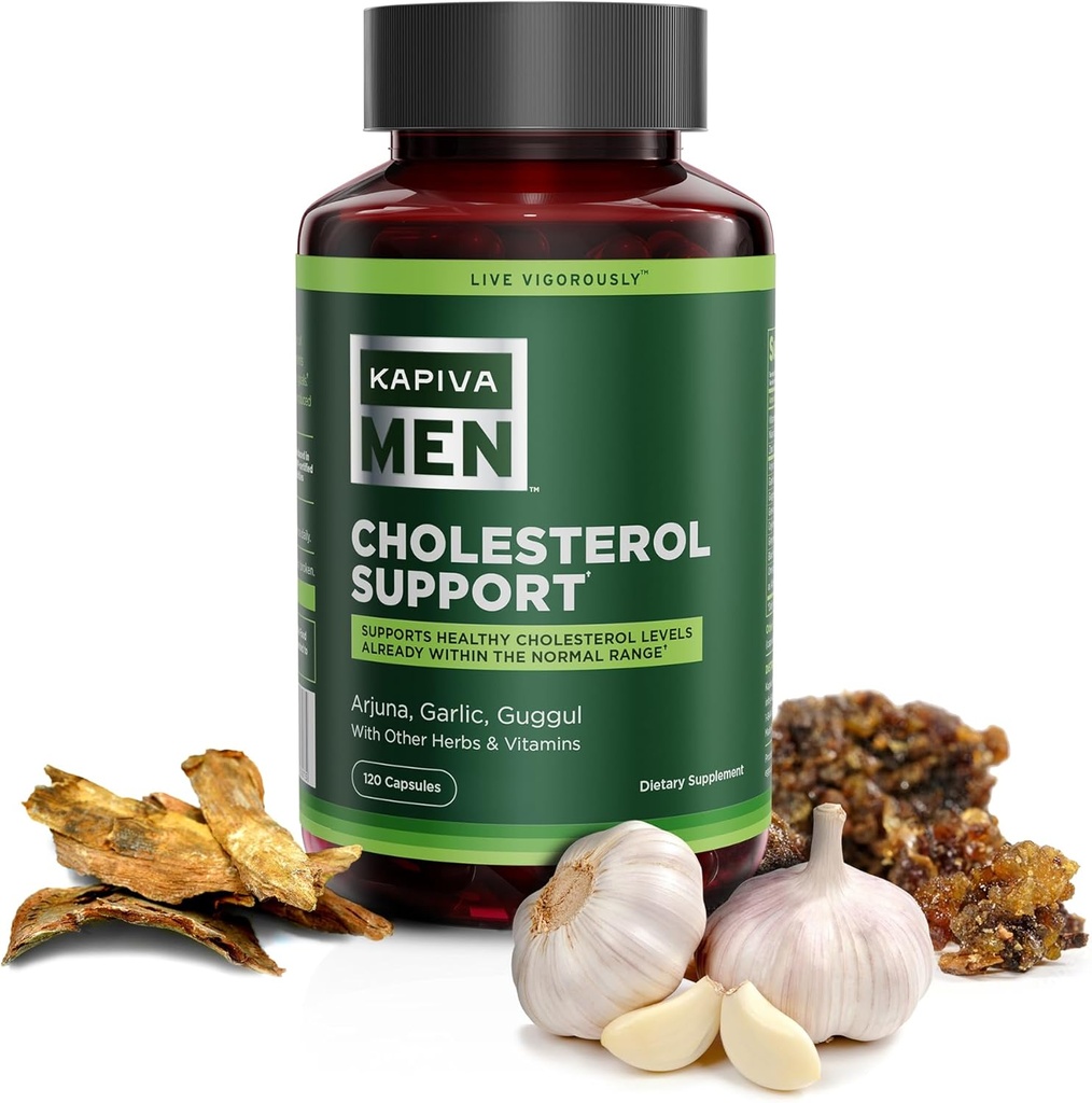 Supplément de soutien au cholestérol avec arjuna, ail, guggul et autres herbes et vitamines, soutient les niveaux normaux de cholestérol, 60 jours d'approvisionnement, 120 capsules