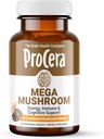 Procera Mega Champignon - Amélioration de la mémoire, de l'énergie naturelle et de la clarté mentale - Esprit clair - Lift Brain Fog - Immune Support - Detox - Lions Mane Chaga Cordyceps Shiitake Turkey Tail - 60 Comte