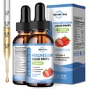 2 packs de glycinate de magnésium liquide gouttes avec Taurate et Citrate, Magnésium calme avec Oméga3, L-Theanine, Potassium, Ashwagandha, Vitamine pour le sommeil, Muscle, Santé immunitaire, Fraise sans sucre